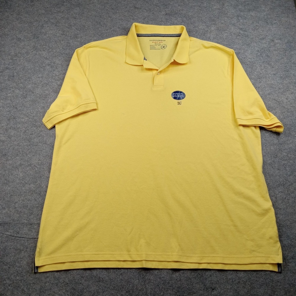 Saddlebred Polo Shirt Mens 2XLT Yellow Big & Tall Perfect Pique Cotton Blend